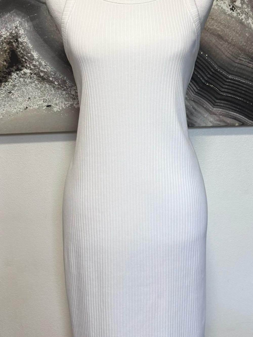 GAP White Ribbed Tank Midi Dress